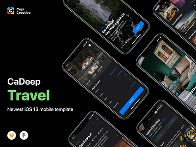CaDeep Travel UI Kit Screens app app design capi creative design ios mobile app ui ux ui design ui kit