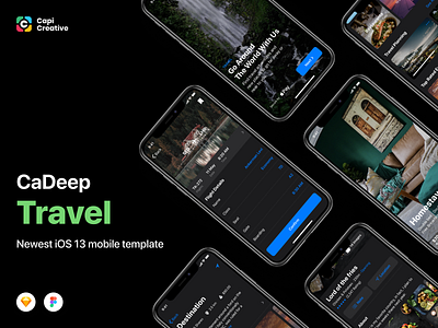 CaDeep Travel UI Kit Screens