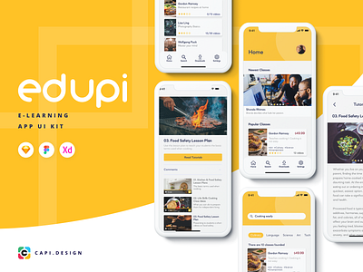 [NEW RELEASE] Edupi E-learning UI Kit app design creative design e learning figma mobile app mobile ui sketch ui kit vector video app xd