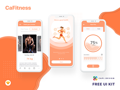 Fitness Mobile App UI Kit Free app creative fitness app free design free ui kit mobile mobile app mobile design sketch design ui kit workout workout app