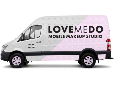 LoveMeDo Mobile Makeup Studio vehicle wrap design design graphic design vehicle vehicle wrap
