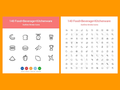 141 Food& Drink & Kitchen Stroke Icons drink icons food icons kitchen icons