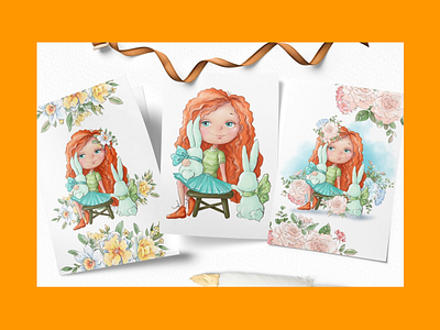 Spring Watercolor Illustrations: Girls + Free Bonus illustrations spring watercolor spring watercolor illustrations spring watercolor illustrations