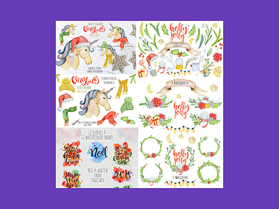 Winter Wonderland Clipart: 14 Christmas Watercolor Clipart Bundl