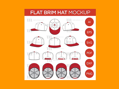 Hat Mockup: Flat Brim Hats Vector Templates Mockup flat brim hats vector flat brim hats vector hat mockup templates mockup templates mockup
