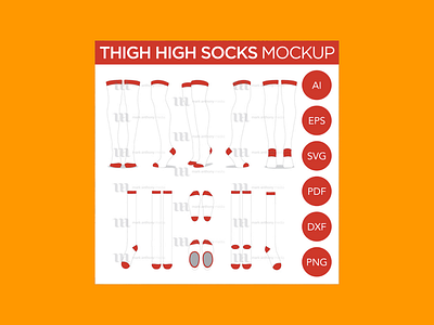 Thigh High Socks Vector Template Mockup | Knee High Socks Mockup knee high socks mockup knee high socks mockup thigh high socks thigh high socks vector template mockup