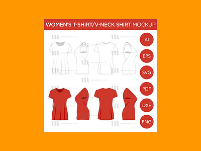 Women’s T-shirt Mockup : Women’s T-Shirt and V-Neck Shirts