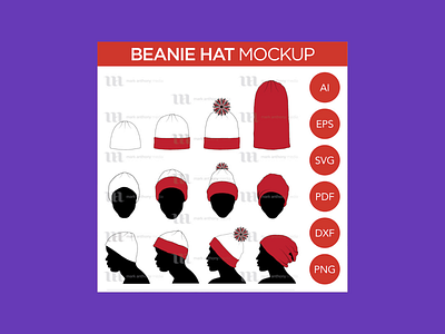 Winter Hat Vector Mockup: Beanie, Toque, Knit, Winter Hats vector mockup winter hat