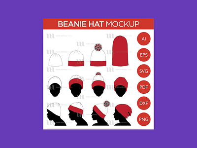 Winter Hat Vector Mockup: Beanie, Toque, Knit, Winter Hats