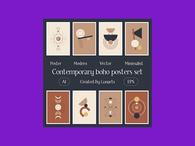 Contemporary Boho Posters Set boho contemporary posters set