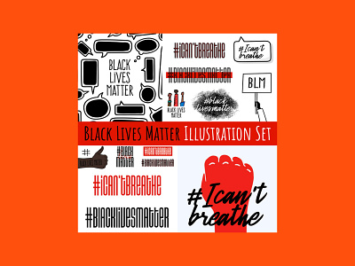 Black Lives Matter Illustration Set black illustration lives matter set