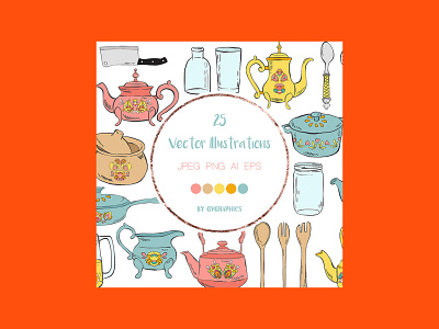 Hand Drawn Kitchen Utensils Vector Illustrations hand drawn illustrations kitchen utensils vector