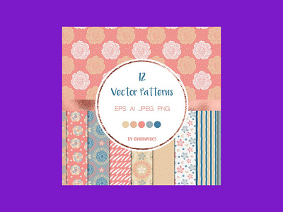 Blue and Pink Nature Vector Patterns