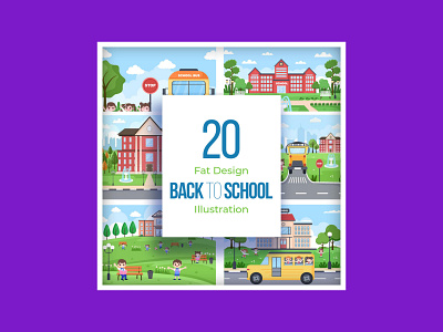 20 Back To School and Cute Bus Illustrations back to school illustrations
