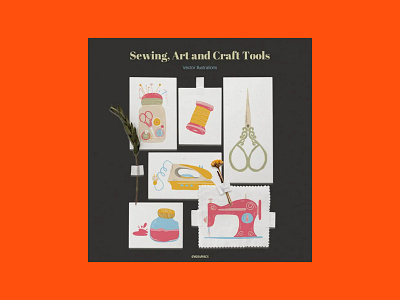 Sewing, Art and Craft Tools Vector Illustrations