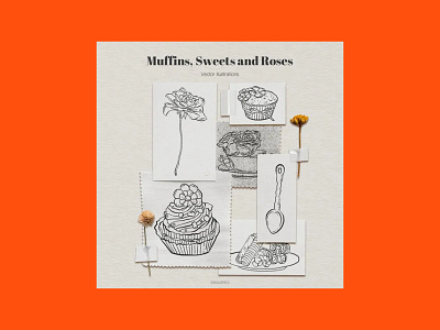 Muffins, Sweets and Roses Vector Illustrations