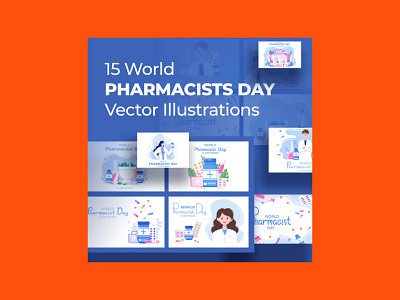 15 World Pharmacists Day Vector Illustrations illustrations pharmacists vector