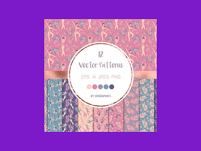 Pretty Ballerinas Vector Patterns and Seamless Tiles ballerinas patterns vector