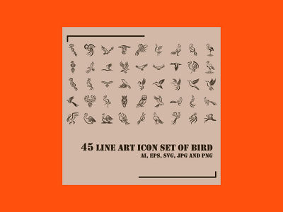Line Art Icon Set of Birds birds icon line art