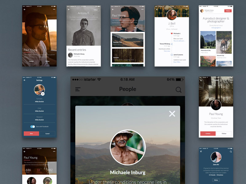 Kama iOS UI Kit, Free Sample app ios interface mockup kit photoshop sketch layers mobile