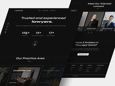 Lawwwyer - Lawyer Agency Landing Page branding brutalism dark mode design home home page lawyer lawyer landing page memphis ui web website