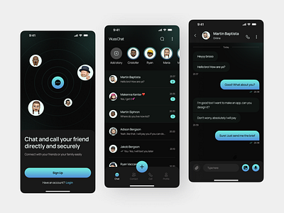 Wusschat - Chatting Mobile App 💬 app chat chat app chatting app dark mode design gradient home mobile chat trending ui ui design uiux uiux design