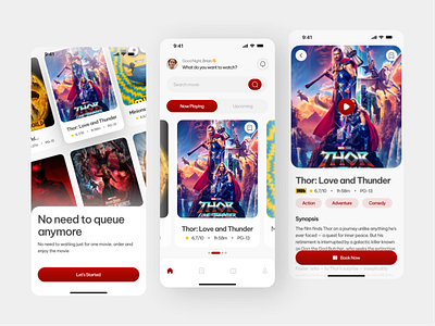 Movii - Online Movie Booking Mobile App app booking design home light mode movie app online trending ui ui design uiux uiux design user interface