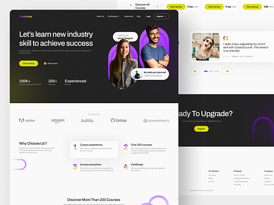 OceanCourse - Online Course Landing Page app branding course courses design gradient home home page landing page online course trending ui ui design uiux