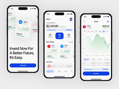 Inpes - Stock Investment App app bank branding clean design finance fintech app investment app light mode mobile design stock stock app stocks trading trending ui ui design uiux uiux design