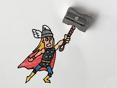 Thor & Sharpener cartoon doodle drawing illustration marvel mjölnir sharpener sketch superhero thor