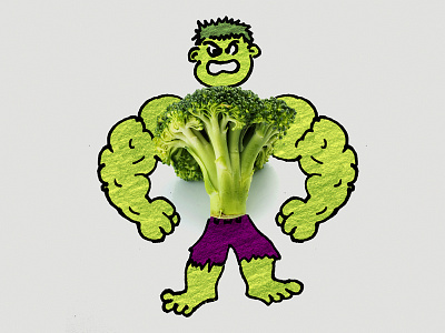 Hulk & Broccoli broccoli cartoon doodle drawing hulk hulk smash illustration marvel sketch superhero