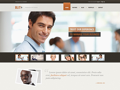 Blitz Home Page blitz brown business clean light psd site template themeforest web webdesign