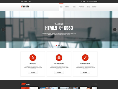 Stability - Responsive HTML5/CSS3 Template bold clean flat light psd red template themeforest