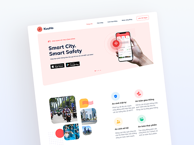 KuuHo - Landing Page for Community Support Application branding community community support application covid design emergency protect red report safety secure sos support ui ui design user experience user interface ux ux design website
