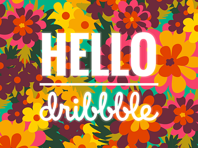 Hello Dribble [Flowers for Lola] colorful digital flowers graphic graphic design happy illustration kids nature pattern print vector