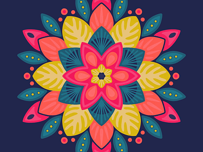 100 days of prints and patterns [38] colorful digital floral flower graphic graphic design illustration mandala pattern design print surface design vector