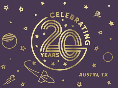 20 Year Anniversary Logo anniversary event event branding rocket space stars time