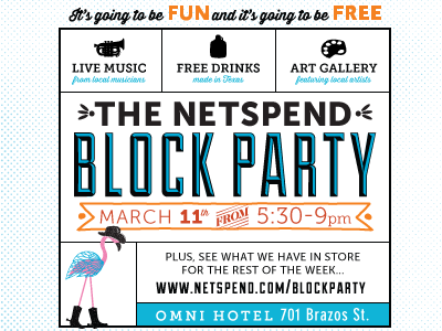 Block Party Invitation art gallery austin block party flamingo free invitation live music sxsw