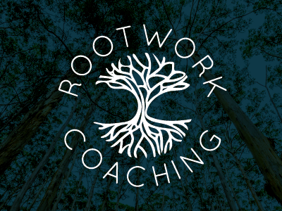 Root work coaching identity life logo personable root roots stems trees work