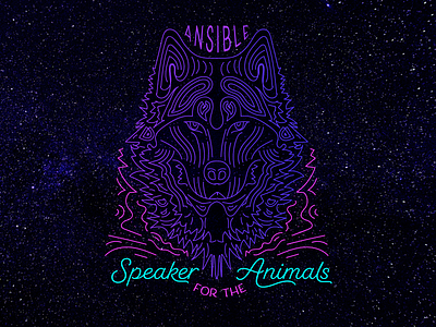Speaker for the Animals album art animal geometric illustration illustrator line art sky space stars wolf
