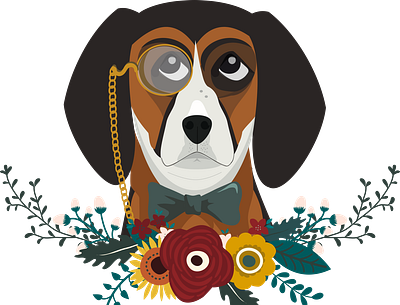 Otis the Dapper Doggo animals banner design dog floral flowers illustration print design puppy wedding