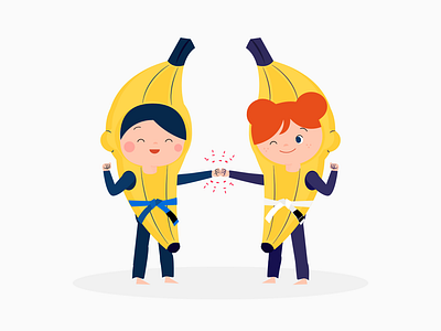 Banaynay Buds banana bjj costumes flat friends illustration jiu jitsu jiujitsu team