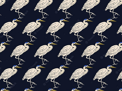 Heron bird hand drawn pattern design animal bird design doodle heron pattern pattern design summer tropical wallpaper