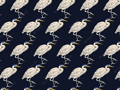 Heron bird hand drawn pattern design