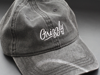Grizzly script embroidered apparel brand branding deisgn hat logo print script