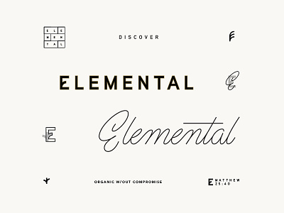 Discover Elemental branding icon logo script typography