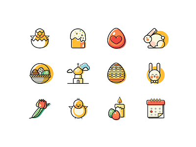 12 lines and fills Easter Icons