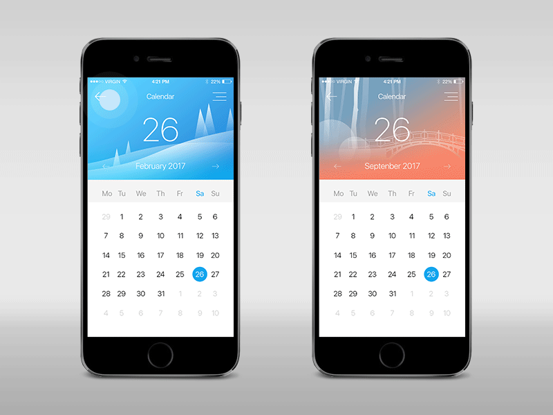 Calendar animation app apple calendar flat gif ios iphone ui ux widget