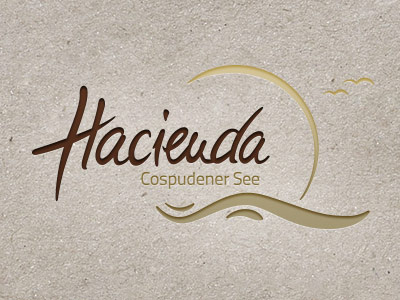 Hacienda gold drawn illustrator logo photoshop sign sun typogramm waves