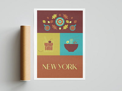 NY Poster fall illustration nyc poster typography